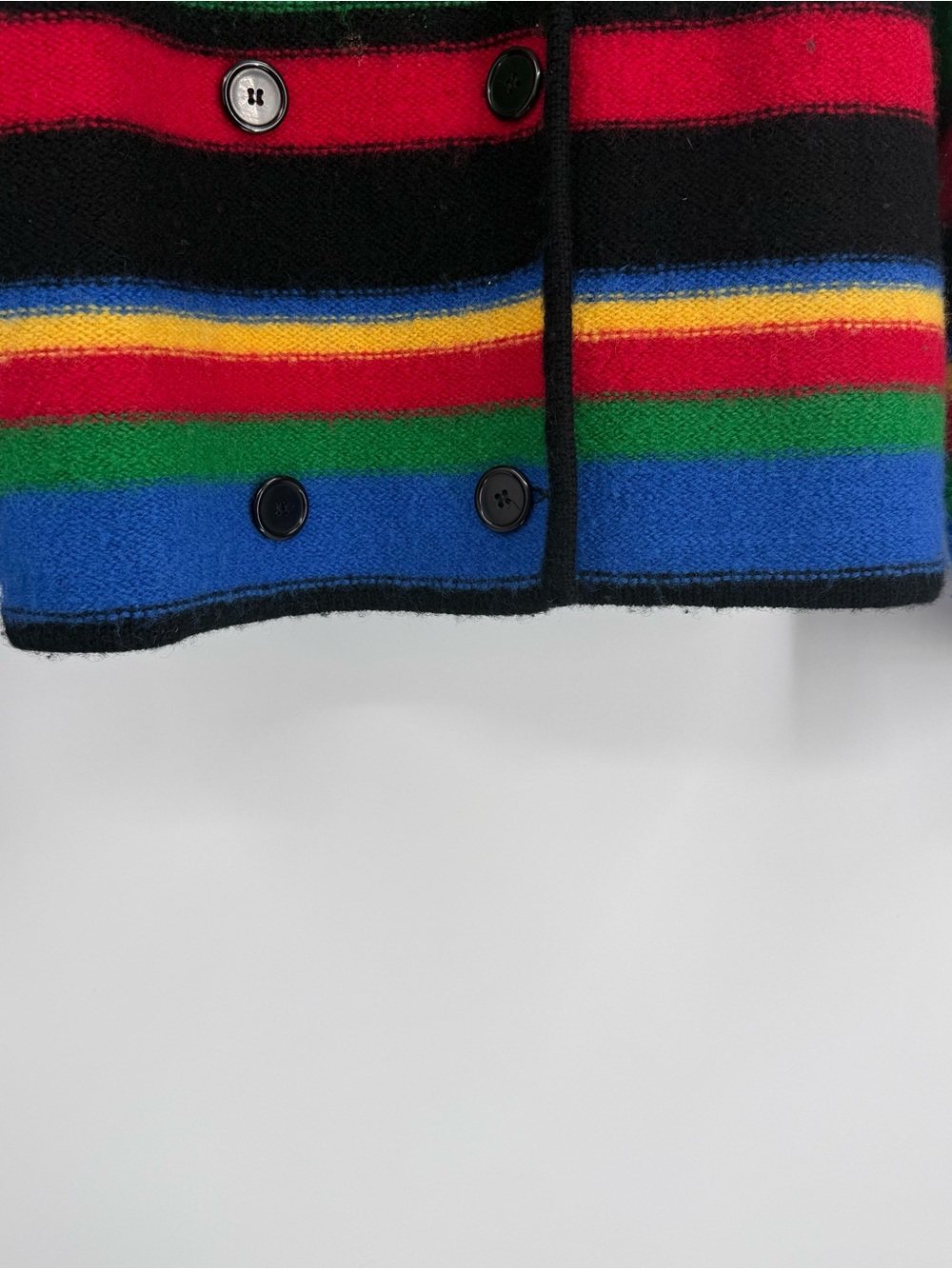 Vintage Talbots Womens Small Wool Striped Cardigan Sweater Rainbow button - Picture 4 of 10